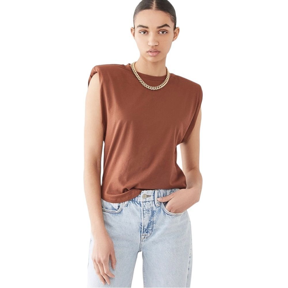 Good American Strong Shoulder Padded Top Tortoise Shell Brown Women’s Size 4